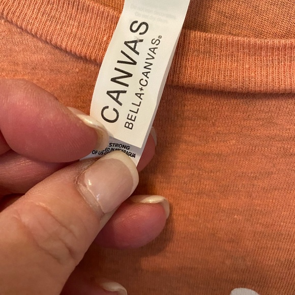 Bella Canvas Peach Tee with White Text - Picture 2 of 4